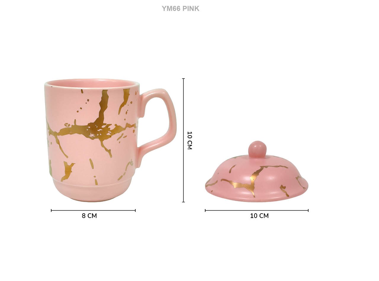 YM66 Pink Mug dengan Motif Marmer